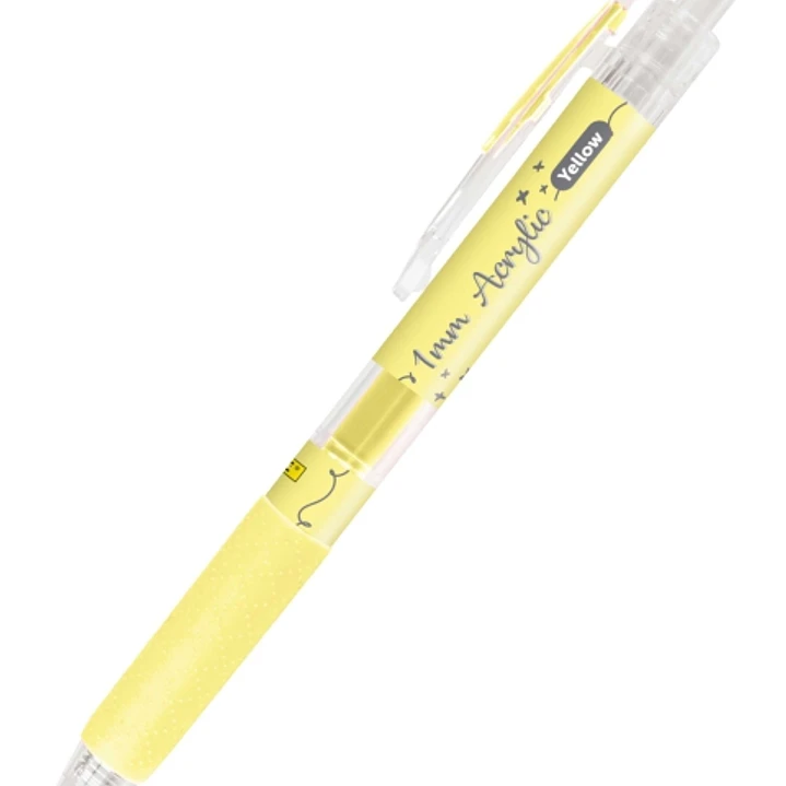 Online Boligrafo Retractil - Tinta Acrilica - Punta Fina de 1mm - Color Amarillo 1