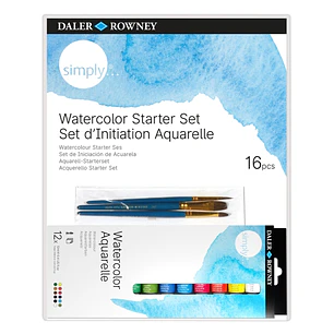 Daler Rowney Simply Pack de 16 Piezas - Acuarelas - Set de Iniciacion - Colores Surtidos