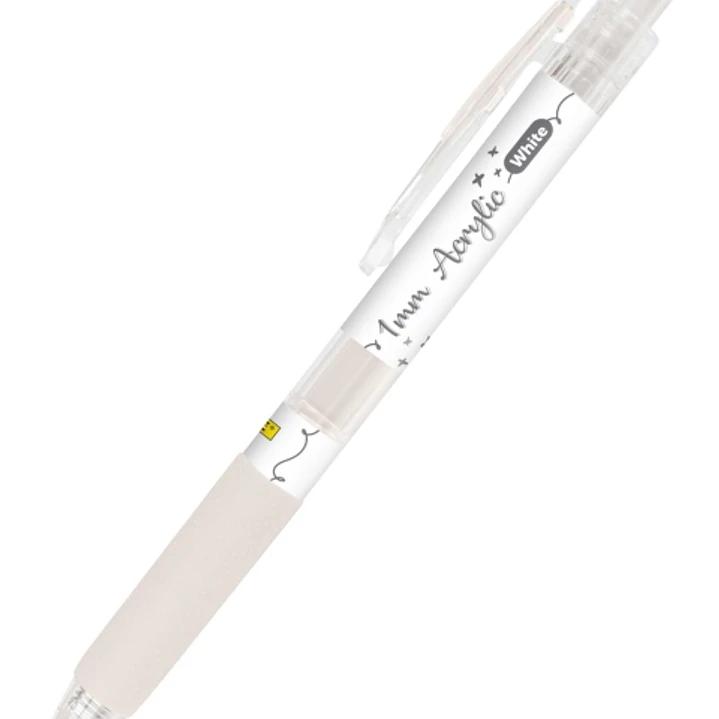 Online Boligrafo Retractil - Tinta Acrilica - Punta Fina de 1mm - Color Blanco 1