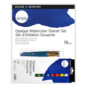 Daler Rowney Simply Pack de 16 Piezas - Temperas Gouache - Set de Iniciacion - Colores Surtidos