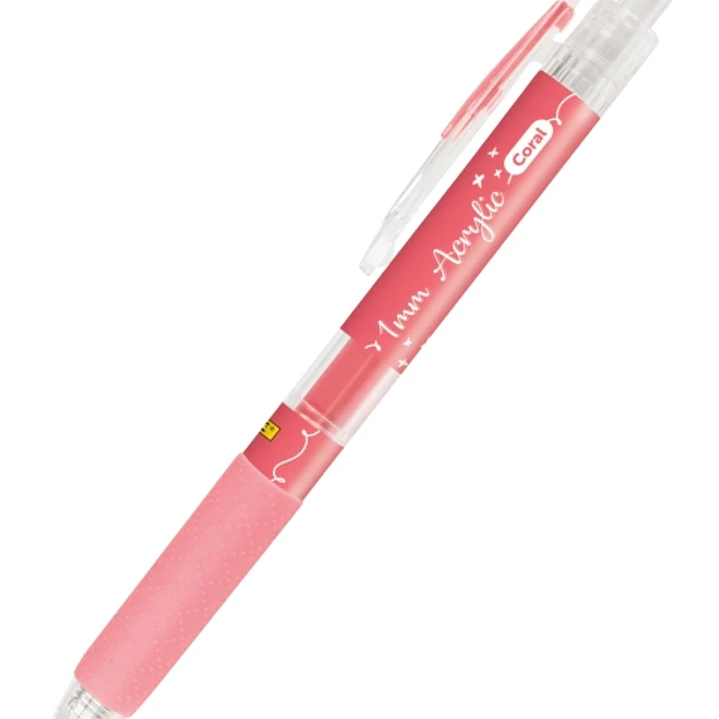 Online Boligrafo Retractil - Tinta Acrilica - Punta Fina de 1mm - Color Coral 1