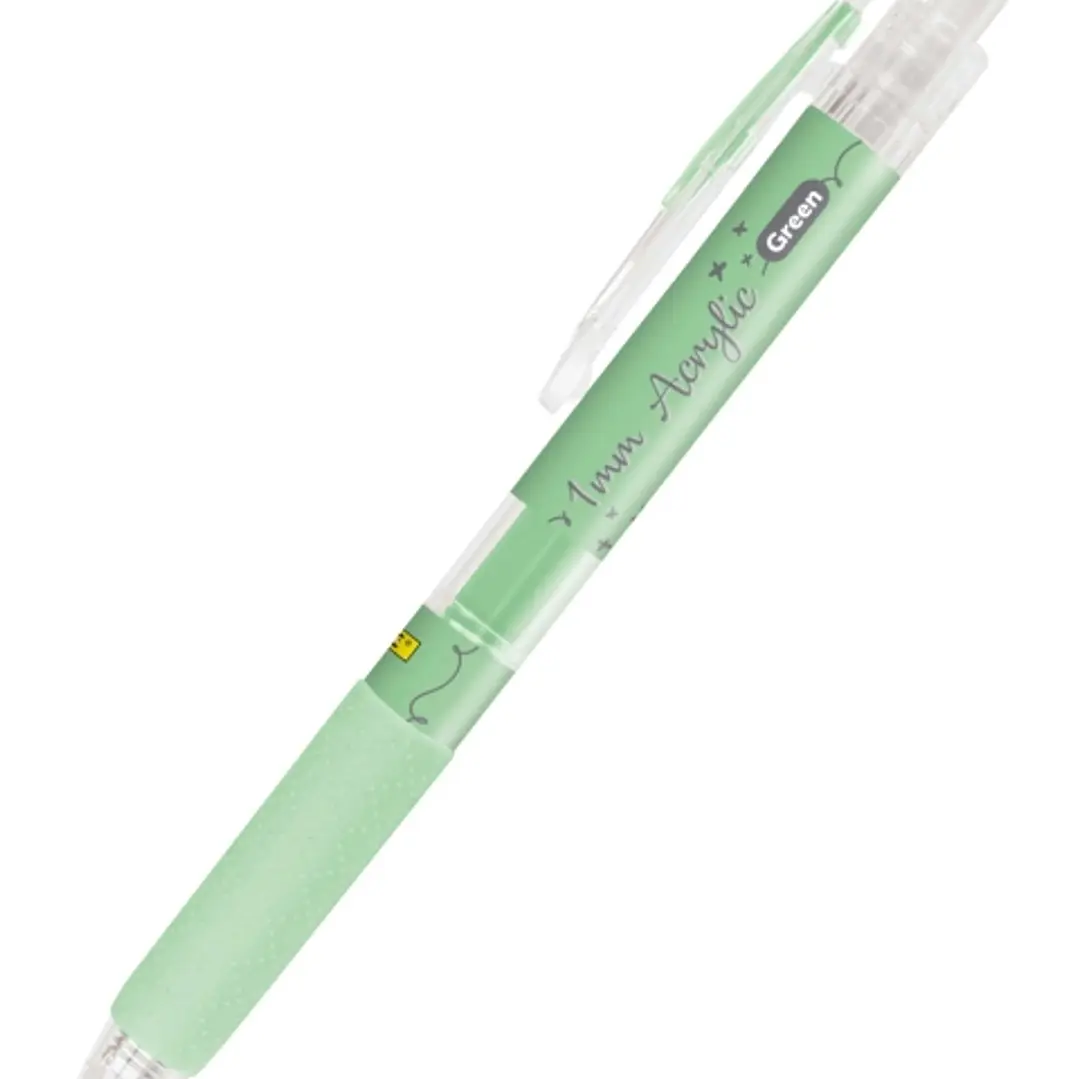 Online Boligrafo Retractil - Tinta Acrilica - Punta Fina de 1mm - Color Verde 1