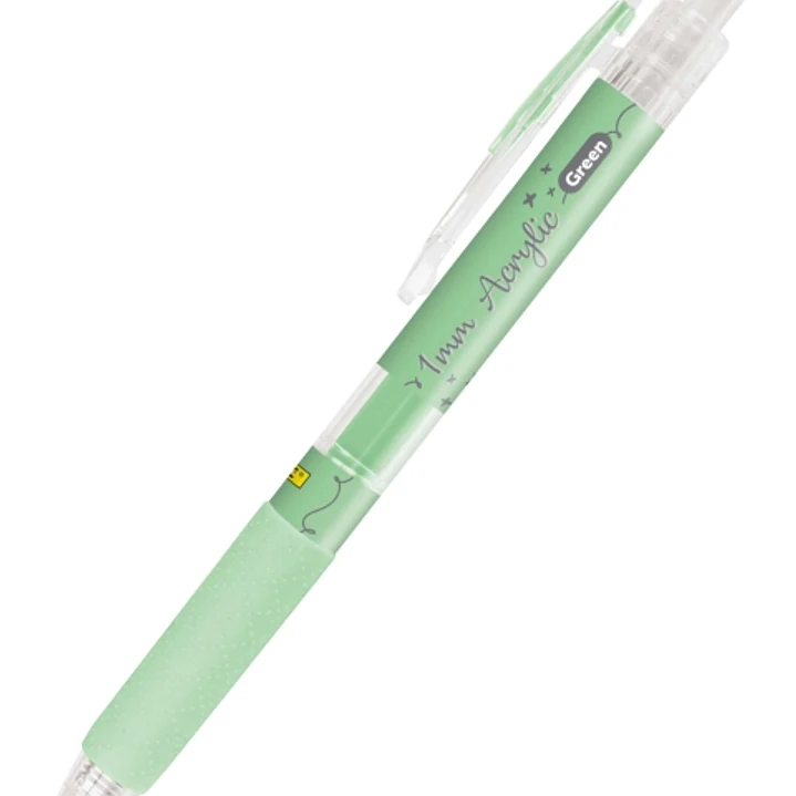 Online Boligrafo Retractil - Tinta Acrilica - Punta Fina de 1mm - Color Verde 1