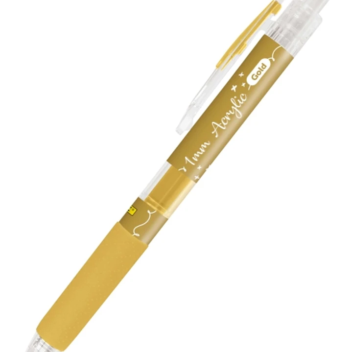 Online Boligrafo Retractil - Tinta Acrilica - Punta Fina de 1mm - Color Oro 1