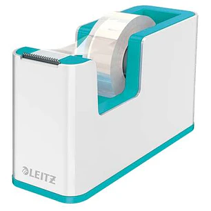 Leitz WOW Dispensador de Cinta Adhesiva - Para Rollos de hasta 19mm x 33m - Incluye Cinta Autoadhesiva Escribible - Color Blanco/Turquesa