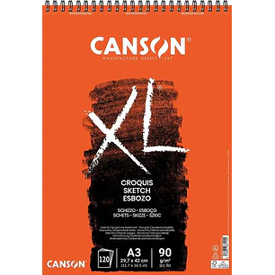 Canson XL Bloc de Croquis con 120 Hojas A3 - Espiral Microperforado - 29.7x42cm - 90g - Color Marfil