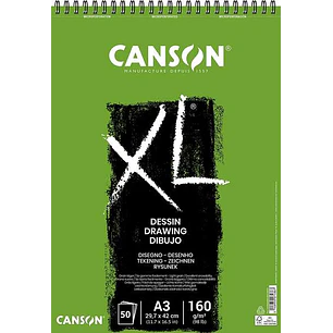 Canson XL Dessin Ligero Bloc de Dibujo con 50 Hojas A3 - Espiral Microperforado - 29.7x42cm - 160g - Color Blanco