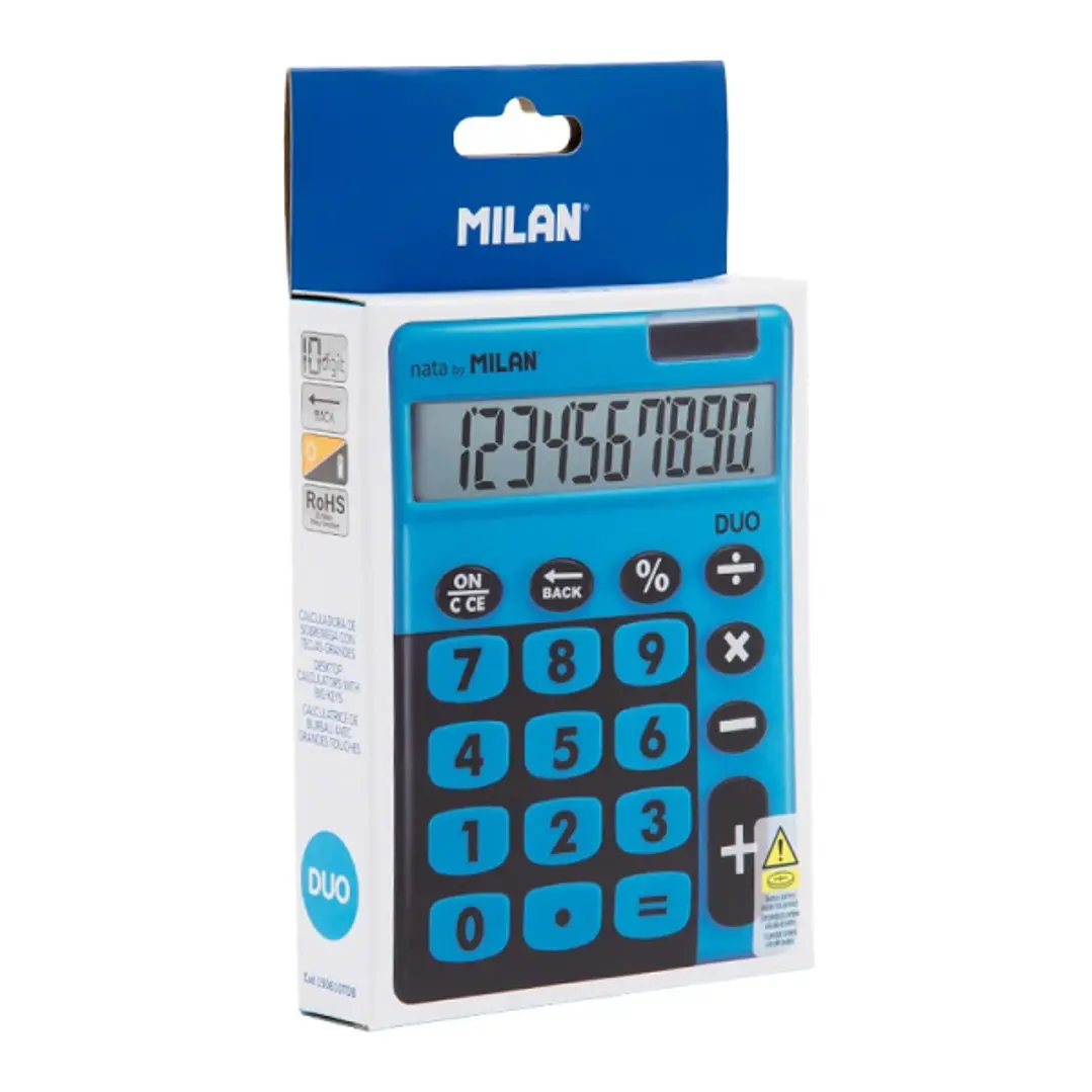 Milan Duo Calculadora de Sobremesa - 10 Digitos - Embalaje de Carton - Color Azul 1