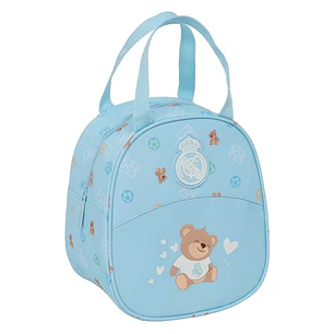 Safta Real Madrid Bolsa Preescolar Isotermica - Asa de Mano - Cremallera - 19x22x14cm - Color Azul
