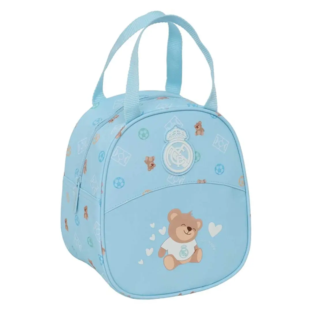 Safta Real Madrid Bolsa Preescolar Isotermica - Asa de Mano - Cremallera - 19x22x14cm - Color Azul 1