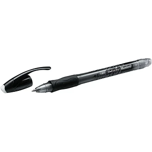 Bic Gel-ocity Illusion Boligrafo de Tinta Gel Borrable - Punta Media de 0.7mm - Recargable - Grip de Goma - Clip de Plastico - Color Negro