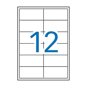 Apli Pack de 1.200 Etiquetas Rectangulares 97x42,4mm - 100 Hojas por 12 Etiquetas - Adhesivo Permanente - Cantos Rectos - Color Blanco