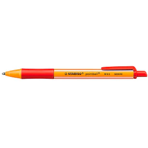 Stabilo Pointball Boligrafo Retractil - Punta de 1mm - Tinta con Base de Aceite - Recargable - 79% Plastico Reciclado - Grip Antideslizante - Color Ro