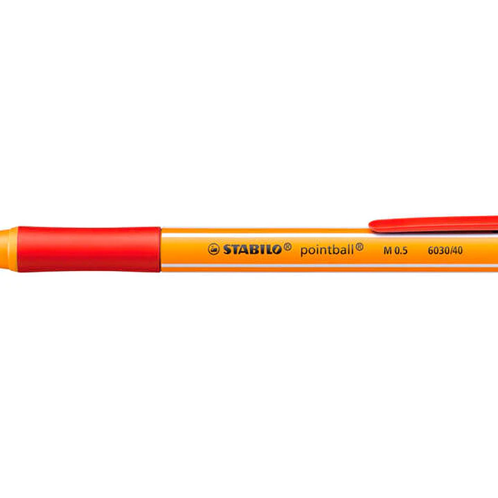 Stabilo Pointball Boligrafo Retractil - Punta de 1mm - Tinta con Base de Aceite - Recargable - 79% Plastico Reciclado - Grip Antideslizante - Color Ro 1
