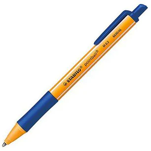Stabilo Pointball Boligrafo Retractil - Punta de 1mm - Tinta con Base de Aceite - Recargable - 79% Plastico Reciclado - Grip Antideslizante - Color Az