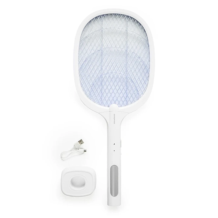 Innovagoods Elecfly Raqueta Matainsectos Recargable con Luz UV 2 en 1 - Funcion Lampara - 3000 Voltios - Bateria de 500mAh - Antidescargas Accidentale 1