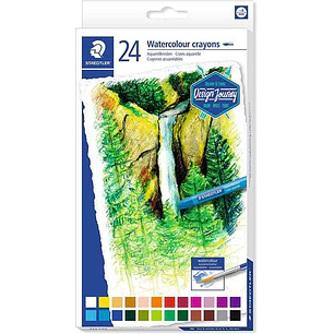 Staedtler Crayones Acuarelables 223 Pack de 24 Lapices de Cera - Facil de Mezclar - Extremadamente Opacos - Colores Surtidos