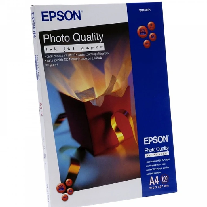 Epson Photo Quality Ink-Jet Pack de 100 Hojas de Papel Fotografico A4 Especial Ink-Jet 102g/m² - Acabado Mate - Color Blanco 1