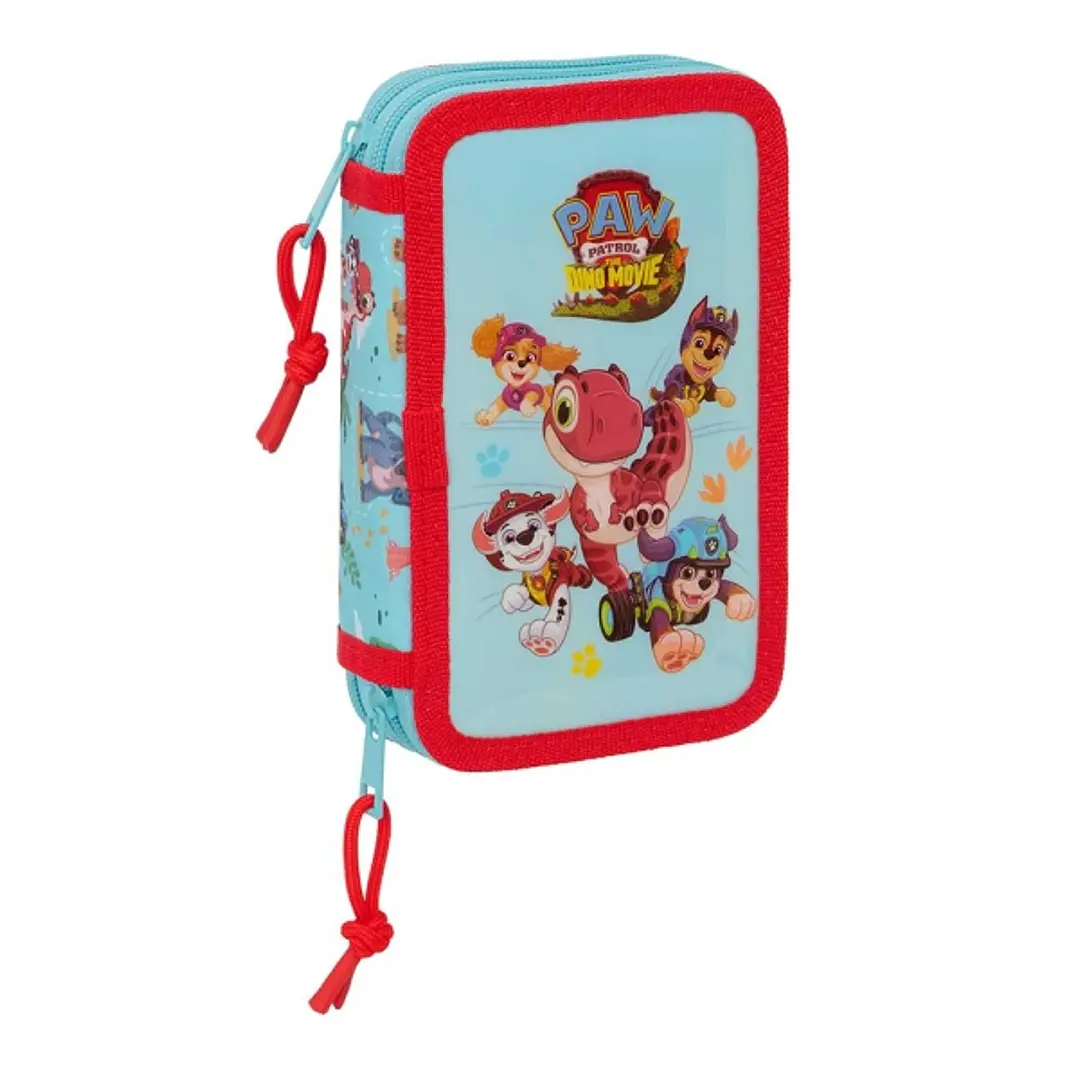 Safta Paw Patrol Dino Rescue Plumier de 2 Pisos - 29 Piezas - Goma - Lapiz - 2 Boligrafos - Sacapuntas - 10 Colores - 14 Rotuladores - 12.5x19.5x4cm - 1