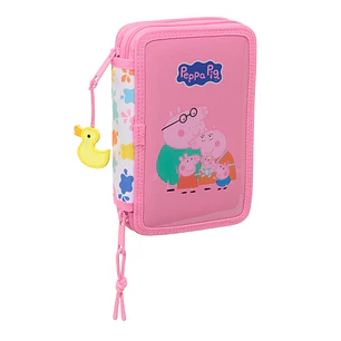 Safta Peppa Pig Baby Pig Plumier de 2 Pisos - 29 Piezas - 1L - Goma - Lapiz - Boligrafos - Sacapuntas - 10 Colores - 14 Rotuladores - 125x40x195mm - C