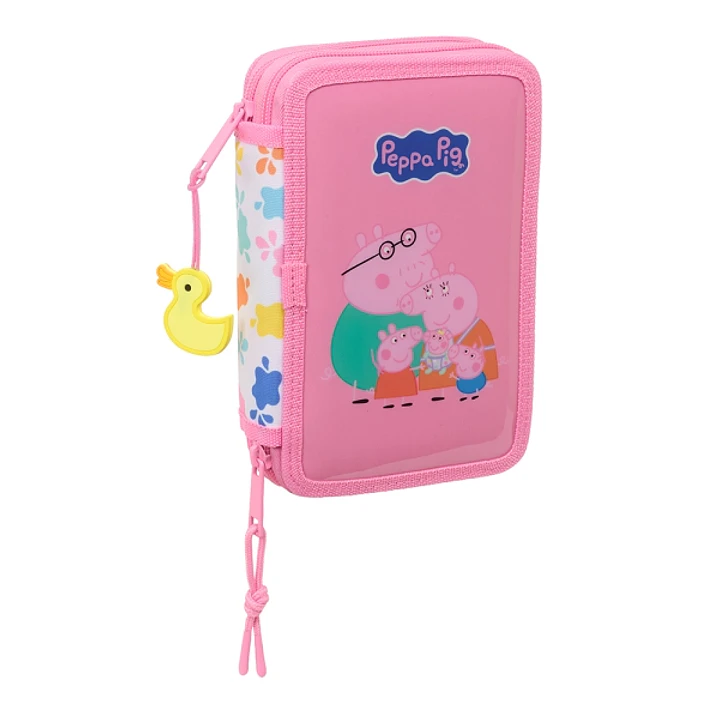 Safta Peppa Pig Baby Pig Plumier de 2 Pisos - 29 Piezas - 1L - Goma - Lapiz - Boligrafos - Sacapuntas - 10 Colores - 14 Rotuladores - 125x40x195mm - C 1