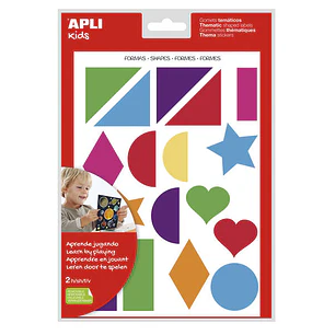 Apli Gomets Tematicos Formas Geometricas xL - 2 Hojas A4 (64 Gomets) - Desarrollados con Educadores - Adhesivo Removible - Tamaño xL sin Borde - Adhes