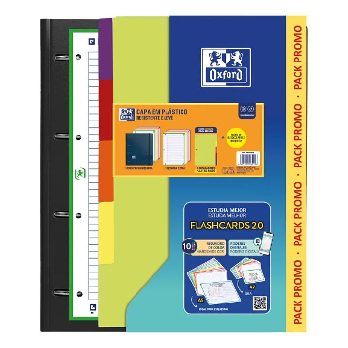 Oxford Live and Go Pack Escolar con Carpeta de Anillas A4 Plus - Recambio Pautado de 80 Hojas - Separadores de Plastico Resistente - Colores Surtidos 1