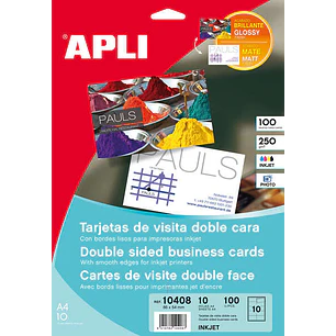 Apli Tarjetas de Visita Doble Cara Brillante 250g 10 Hojas