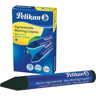 Pelikan Pack de 12 Ceras para Marcar - Resistente al Agua - Facil de Borrar - Ideal para Resaltar Texto - Color Negro