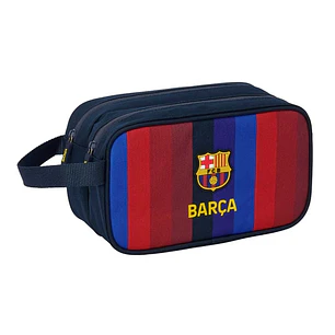 Safta F.C.Barcelona 1ª Equipacion 26/27 Neceser - 2 Compartimentos con Cremallera - Adaptable a Carro - Asa de Mano Lateral - 26x15x12.5cm - Color Azu