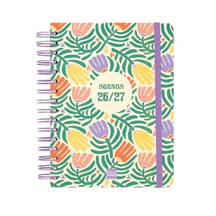 Finocam Cosmo Cart Agenda Escolar 26/27 - 1 Dia por Pagina - Formato 4º - 155x212mm - Tapas de Carton Forrado - Papel de 80g/m2 - Espiral Metalica - E