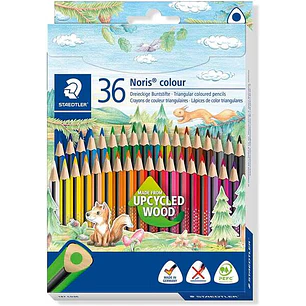 Staedtler Noris Colour 187 Pack de 36 Lapices Triangulares de Colores - Resistencia a la Rotura - Colores Surtidos