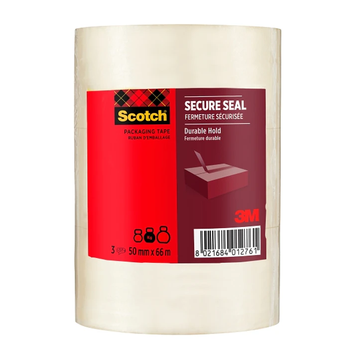 Scotch Pack de 3 Precintos de Embalaje - 50mm x 66m - Sellado Seguro - Color Transparente 1