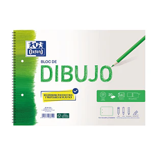 Oxford Dibujo Escolar Bloc Espiral Dibujo A4+ - Tapa Blanda/Contratapa Rigida - 20 Hojas 130gr - con Recuadro y 2 Taladros
