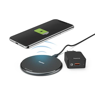 Hama QI-FC10 Cargador Inalambrico - USB-C - Cable 1m - Carga Rapida - Color Negro
