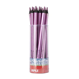 Apli Jumbo Metallic Lapiz Triangular de Color - 5mm de Grosor - Ideal para Mejor Sujecion - Mayor Cobertura en un Solo Trazo - Color Lila Metalizado