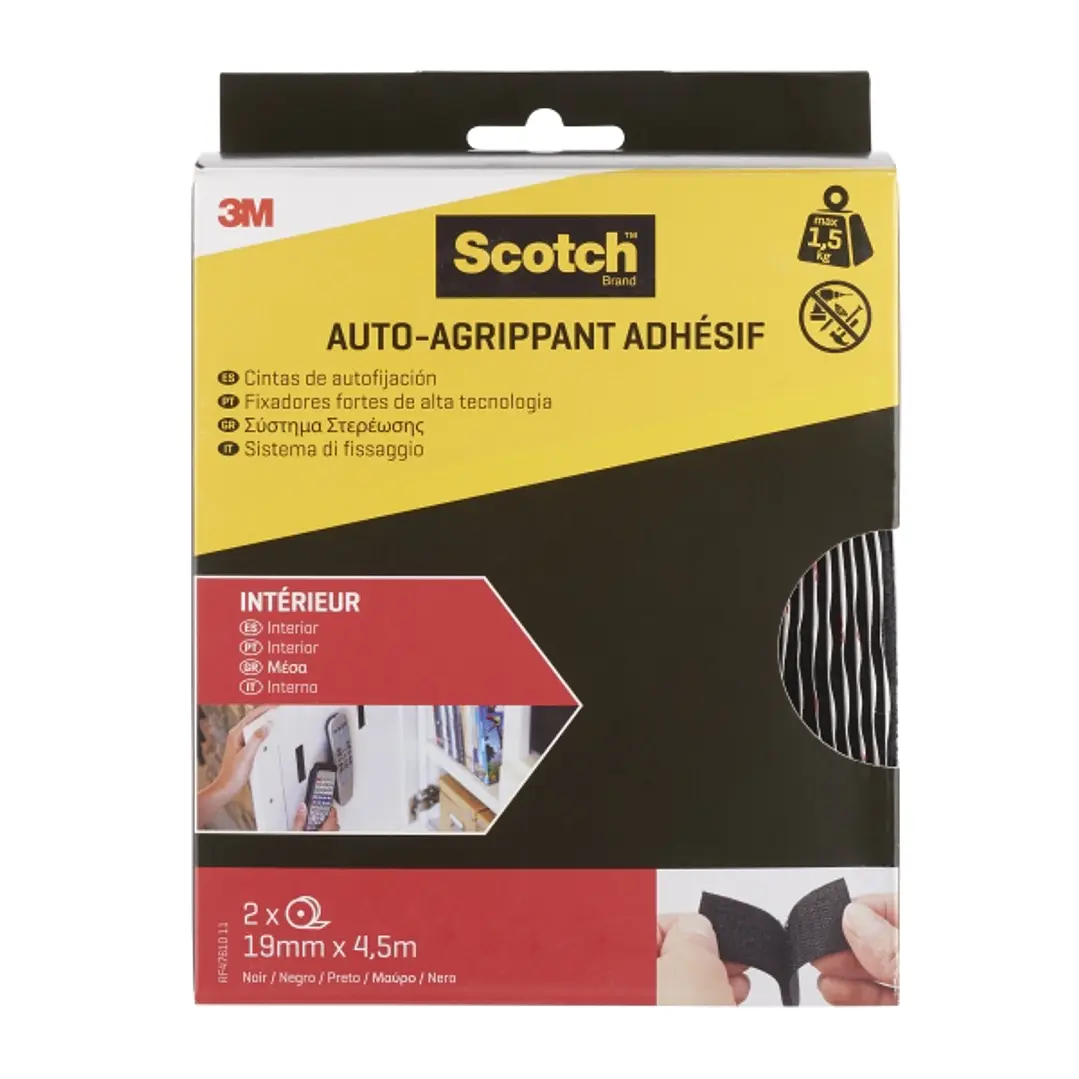 Scotch Cierres Adhesivos Reposicionables - 19mm x 4.5m - Uso en Interior - Color Negro 1
