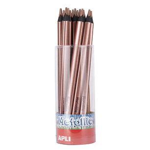 Apli Jumbo Metallic Lapiz Triangular de Color - 5mm de Grosor - Ideal para Mejor Sujecion - Mayor Cobertura en un Solo Trazo - Color Bronce Metalizado