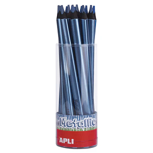 Apli Jumbo Metallic Lapiz Triangular de Color - 5mm de Grosor - Ideal para Mejor Sujecion - Mayor Cobertura en un Solo Trazo - Color Azul Metalizado