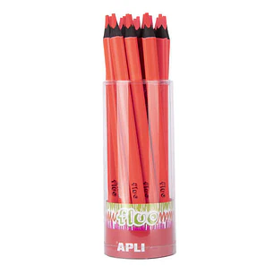 Apli Jumbo Fluor Lapices Triangulares 5mm de Grosor - Mejor Sujecion y Mayor Cobertura - Color Rojo Fluor
