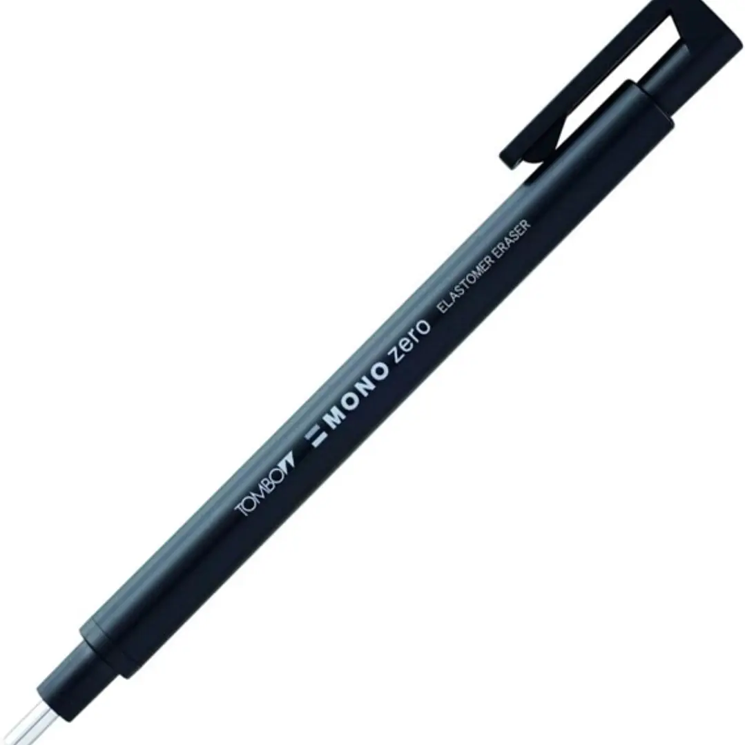 Tombow Mono Zero Portagomas - Punta Redonda de 2.3mm - Capuchon de Proteccion - Mecanismo de Giro - Libre de PVC y Latex - Color Negro 1