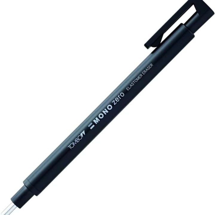 Tombow Mono Zero Portagomas - Punta Redonda de 2.3mm - Capuchon de Proteccion - Mecanismo de Giro - Libre de PVC y Latex - Color Negro 1