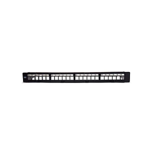 WP Patch Panel de 24 Puertos RJ45 CAT6 STP - 1U Keystone Modular - Color Negro