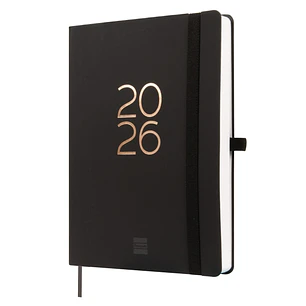 Finocam Capri Agenda Internacional - Anual 2026 - Formato FA5 - 153x23x214mm - 1 Dia por Pagina - Color Negro