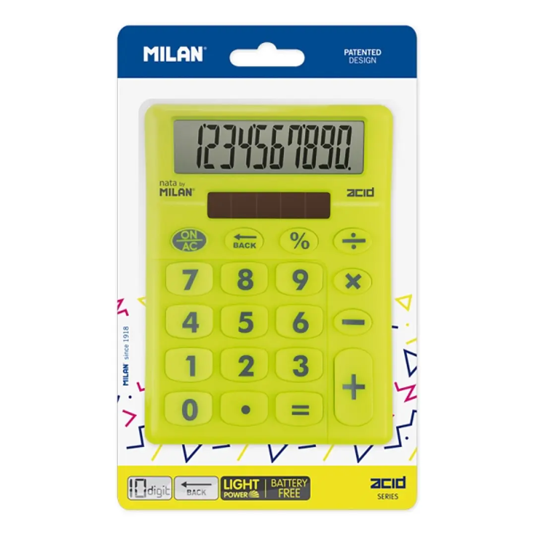 Milan Acid Calculadora de Sobremesa - 10 Digitos - Blister - Color Amarillo 1