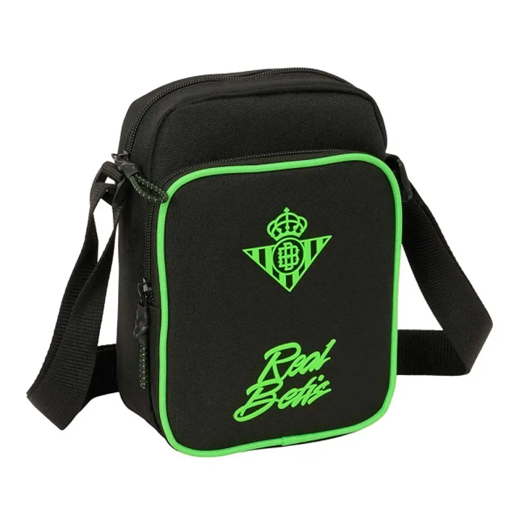 Safta Real Betis Balompie Bolsito con Bandolera Ajustable - Cierre con Cremallera - Compartimento Trasero con Velcro - Bolsillo Frontal - 16x22x6cm -  1