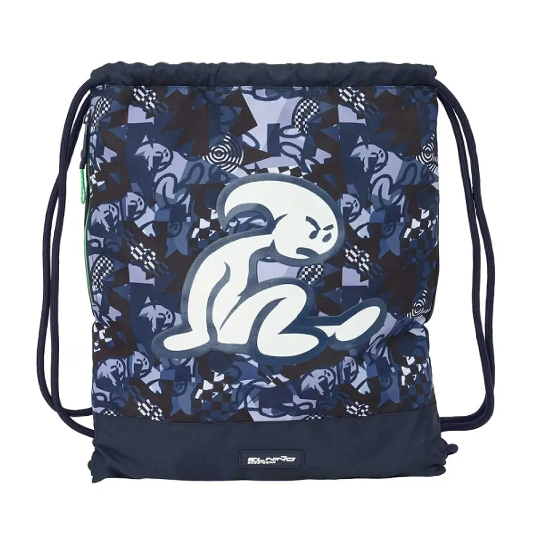 Safta el Niño Navy Saco Plano - Bolsillo con Cremallera - Cierre con Cordones - 5L - Ligero y Practico - Espacio Amplio - Facil de Transportar - 350x1 1
