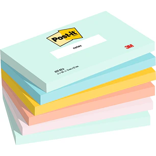 Post-It Pack de 6 Blocs de 100 Notas Adhesivas Reposicionables - Forma Rectangular - 76x127mm - Colores Surtidos