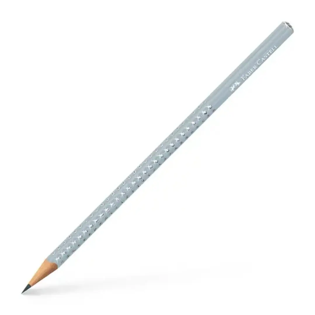 Faber-Castell Sparkle Aurora Lapiz Triangular de Grafito B - Mina Resistente a la Rotura - Con Cabelilla Plateada - Color del Cuerpo Azul Helado 1