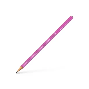 Faber-Castell Sparkle Aurora Lapiz Triangular de Grafito B - Mina Resistente a la Rotura - Con Cabelilla Plateada - Color del Cuerpo Fucsia
